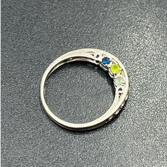 M M Signed Sterling Silver 925 Multicolor CZ Half Eternity Band Ring Sz 6.25 - Picture 4 of 15
